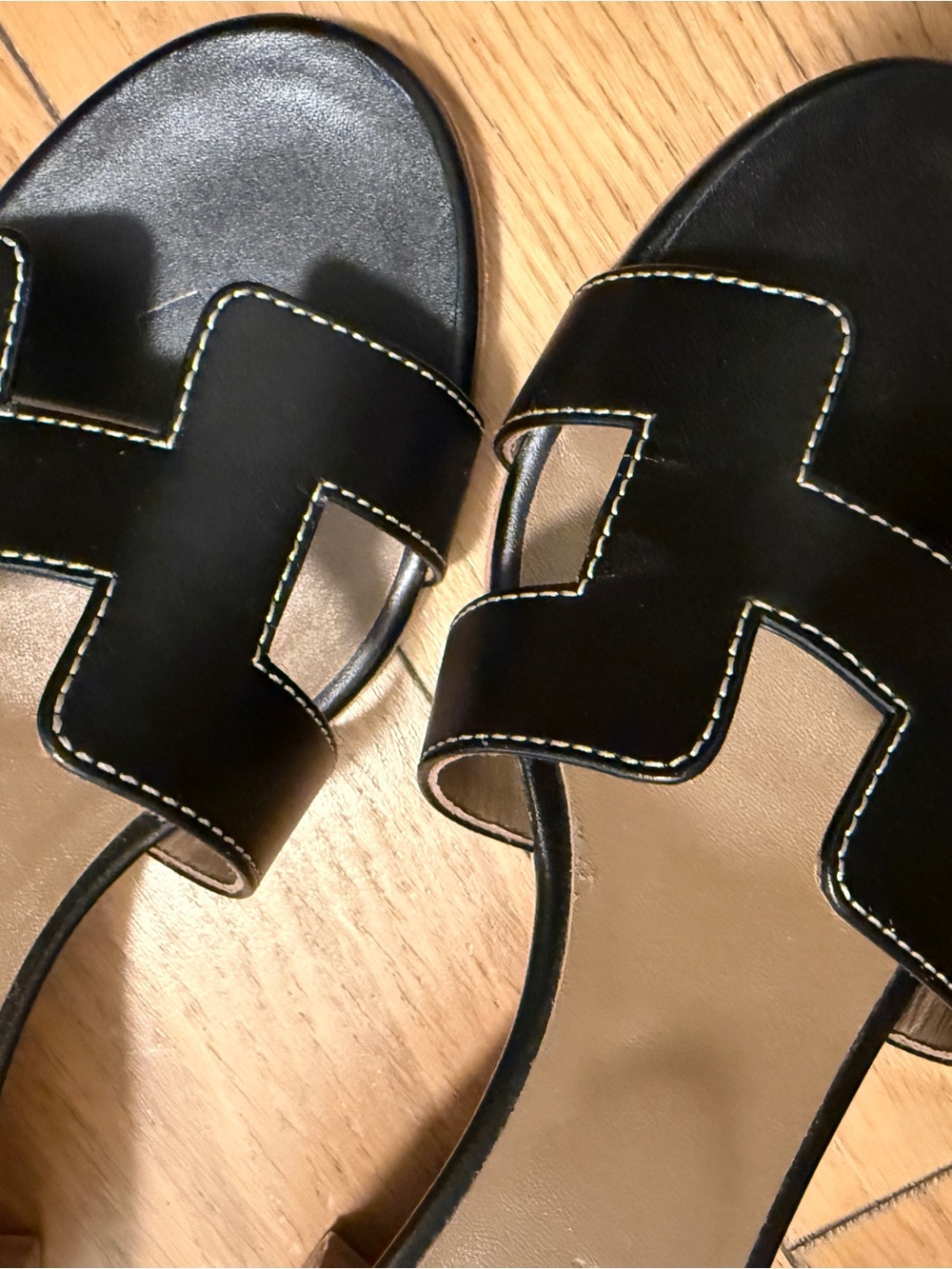 Hermes Black Leather Oasis Sandals - Picture 7 of 9